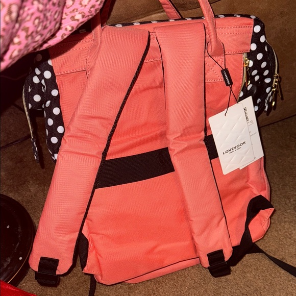 Coral and Black Polka Dot Lovevook Women's Backpack - Picture 6 of 6